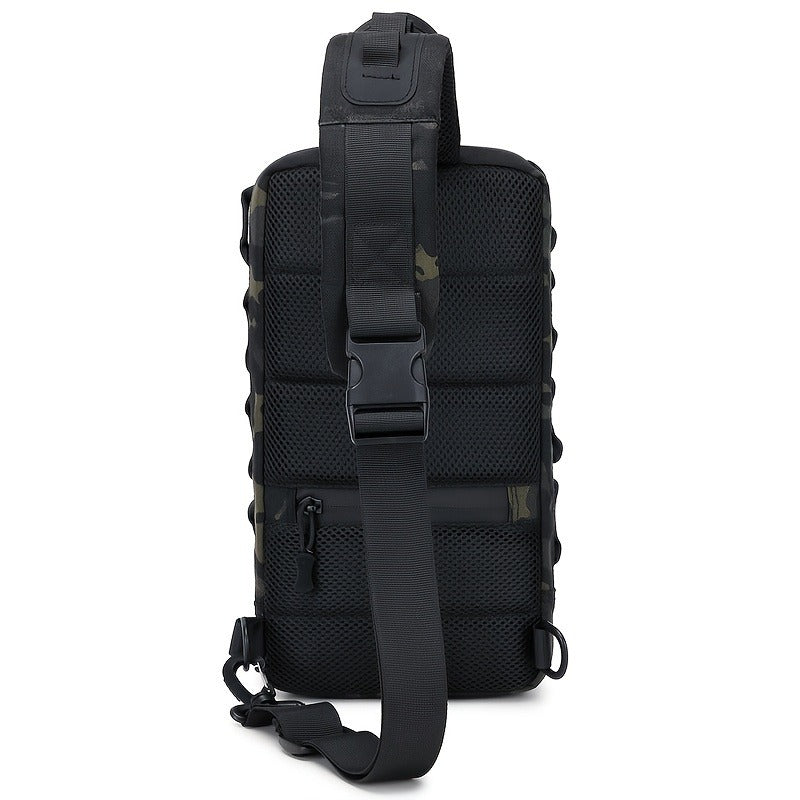 Structured Tactical Shoulder Crossbody Bag with Honeycomb Front Panel in Black or Camouflage Pattern
