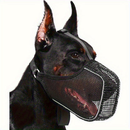 Dog Muzzle Reflective Mesh 2 Pack Anti-Bite Full Coverage with Adjustable Straps, Soft Breathable Polyester Dog Mask for Grooming Vet Visits Walking, Sizes M L XL XXL, Black
