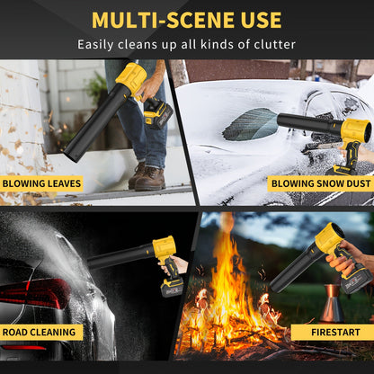 20V Cordless Leaf Blower with 50,000 RPM Marking, Yellow or Green Body and Six Dual-Battery Package Options
