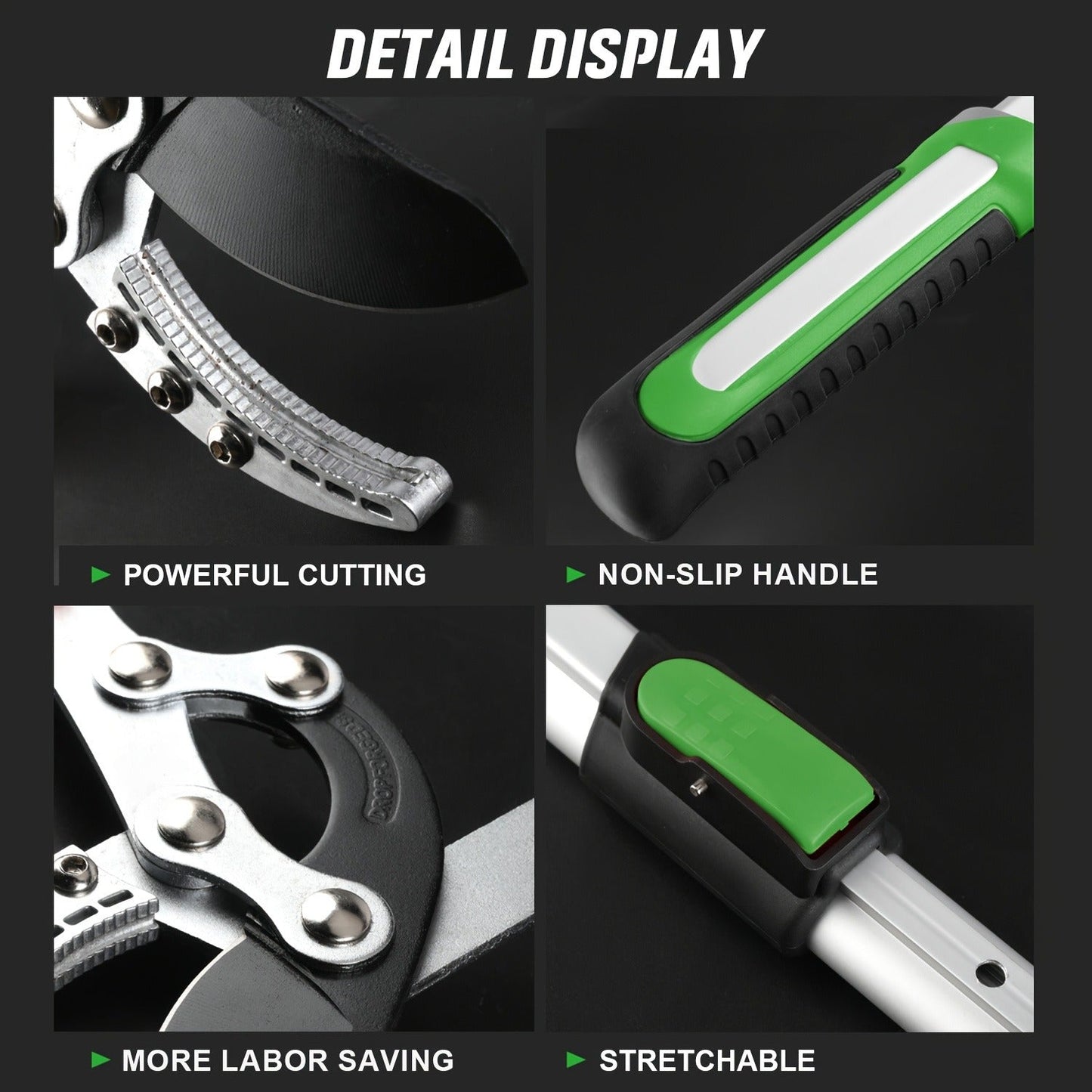 Extendable Manual Pruning Shears with Three Exact Orange and Green Blade-Length Checkout Options