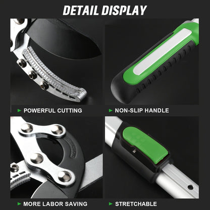 Extendable Manual Pruning Shears with Three Exact Orange and Green Blade-Length Checkout Options