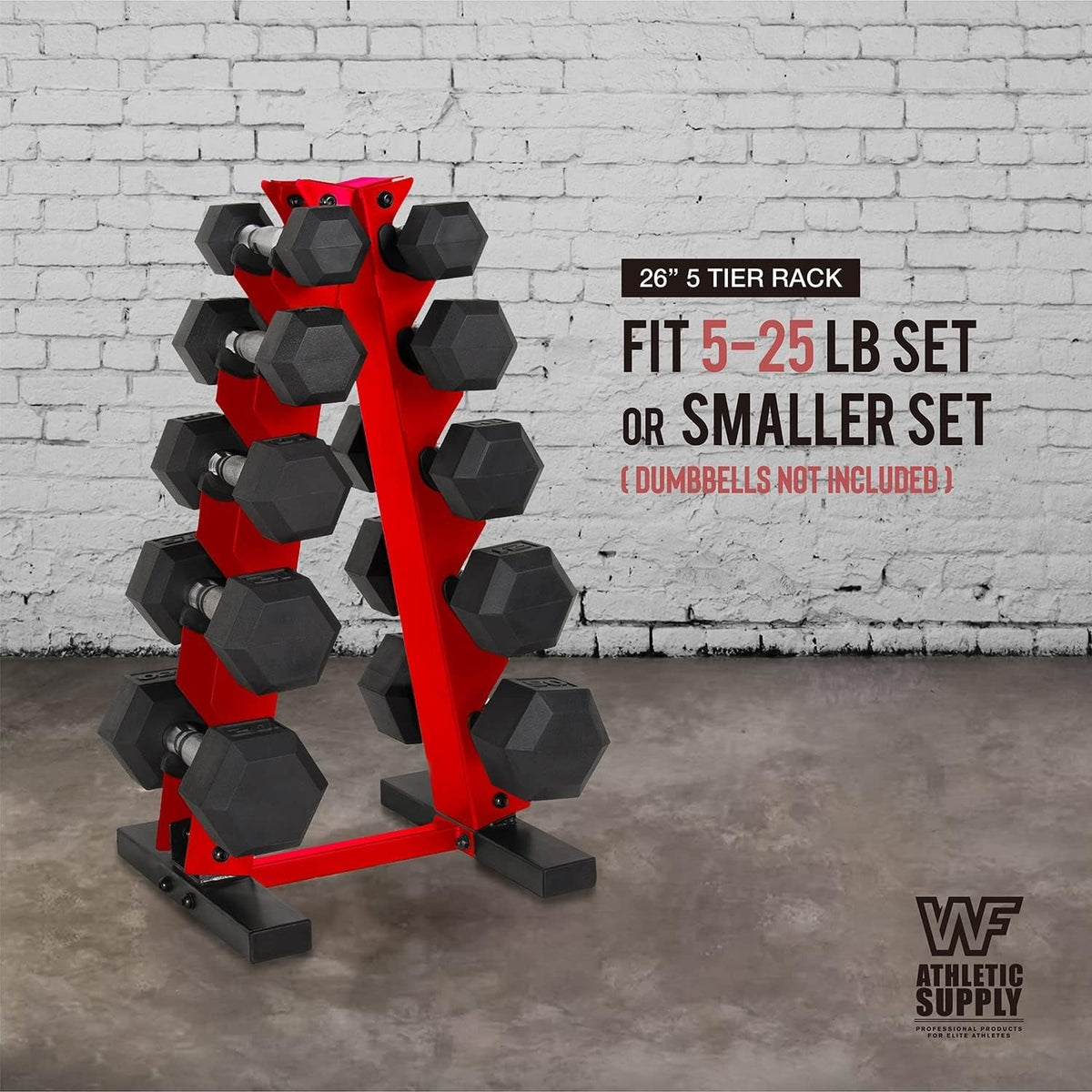 Dumbbell Rack A-Frame 5-Tier Heavy Duty Weight Storage Stand – Space-Saving Vertical Dumbbell Holder for Home Gym, Holds 5-25LB Hex & Rubber Dumbbells