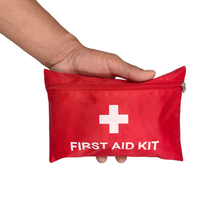Sixteen Empty Red First Aid Storage Pouches with Full-Open Zippers, White Cross Print and 20 x 14 cm Size