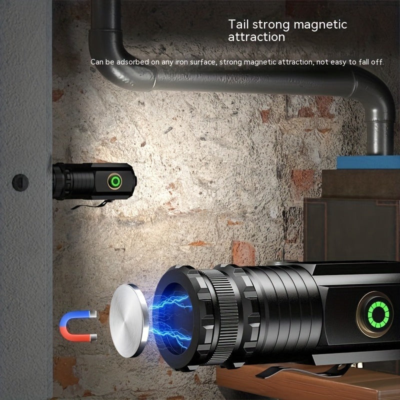 Flashlight Magnetic Mini EDC Light with Type-C Charging, Three LEDs and 18350 Battery Set Kit