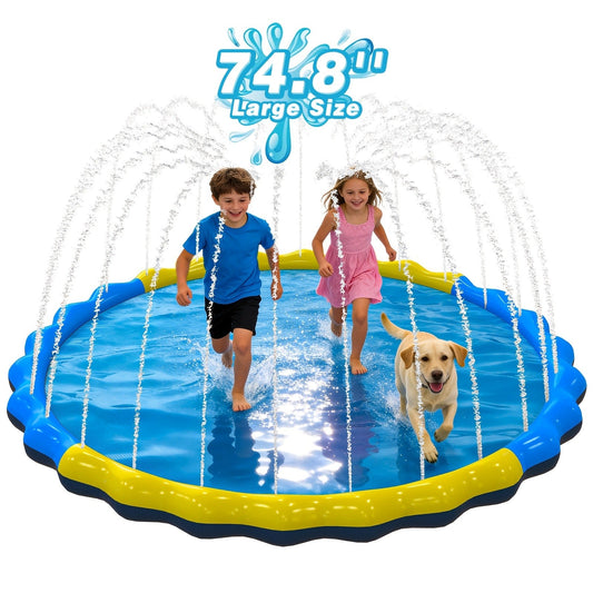 Splash Pad Sprinkler for Kids – Extra Large Inflatable Wading Pool Outdoor Water Play Mat Toy for Toddlers & Children Ages 3+, Thickened Non-Slip