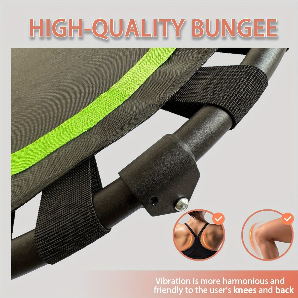 40-Inch Foldable Mini Trampoline with Adjustable Foam Handle, Bungee Straps and Three Colors