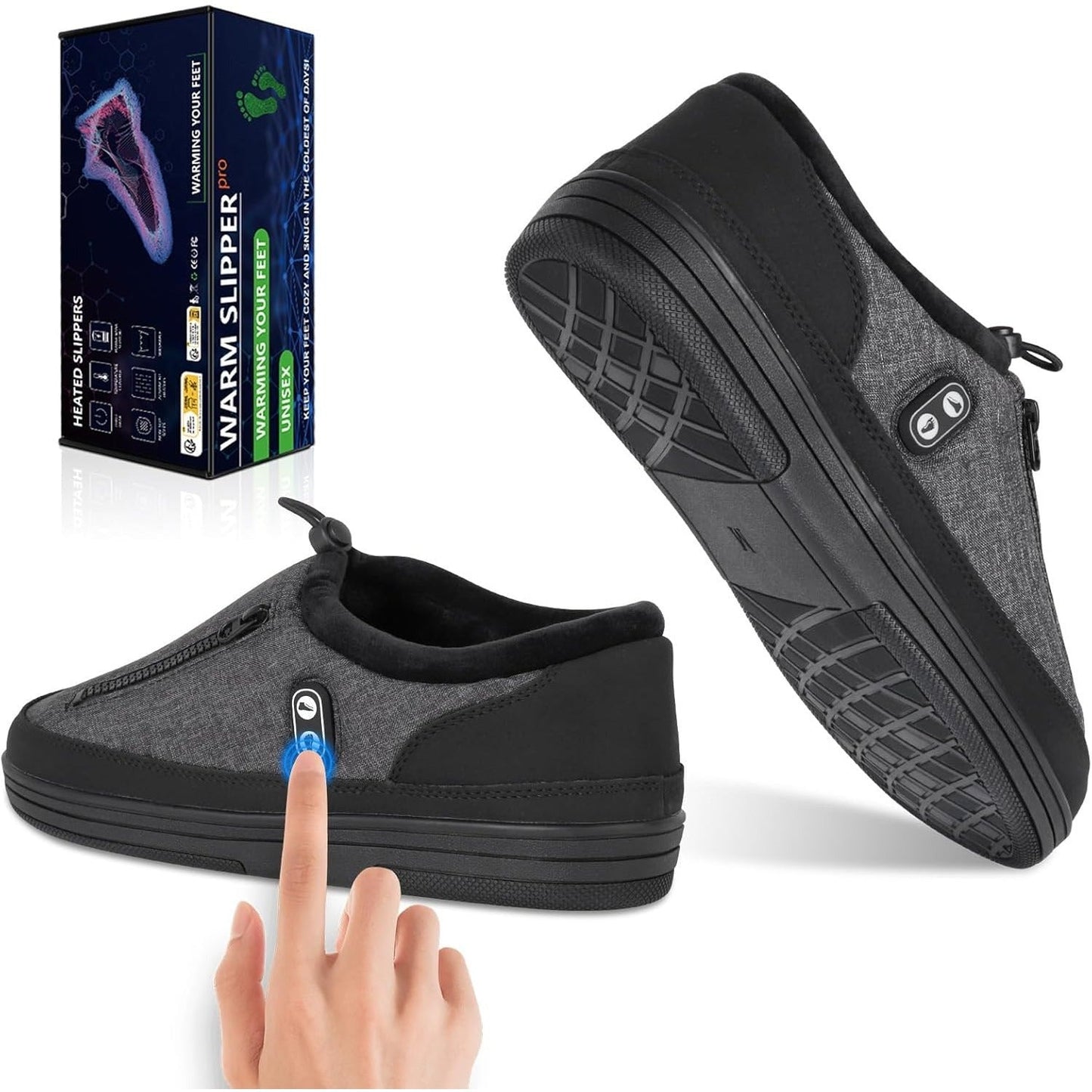 Rechargeable Heated Slippers with 5000 mAh Battery, Three Heat Settings and M or L Size Options