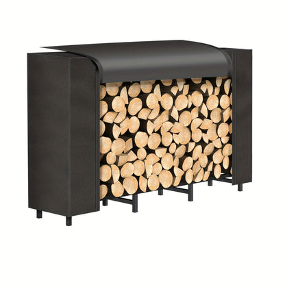 Firewood Rack Heavy Duty Adjustable — Outdoor & Indoor Log Holder with Cover, A-Frame Steel Wood Storage Stand for Fireplace, Patio, Cabin