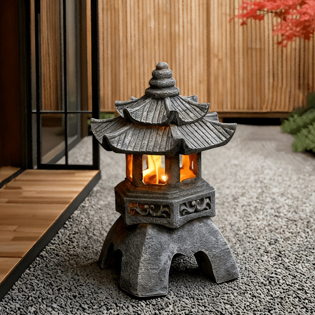 Solar Pyramid Light Sculpture – Outdoor Zen Garden Decor