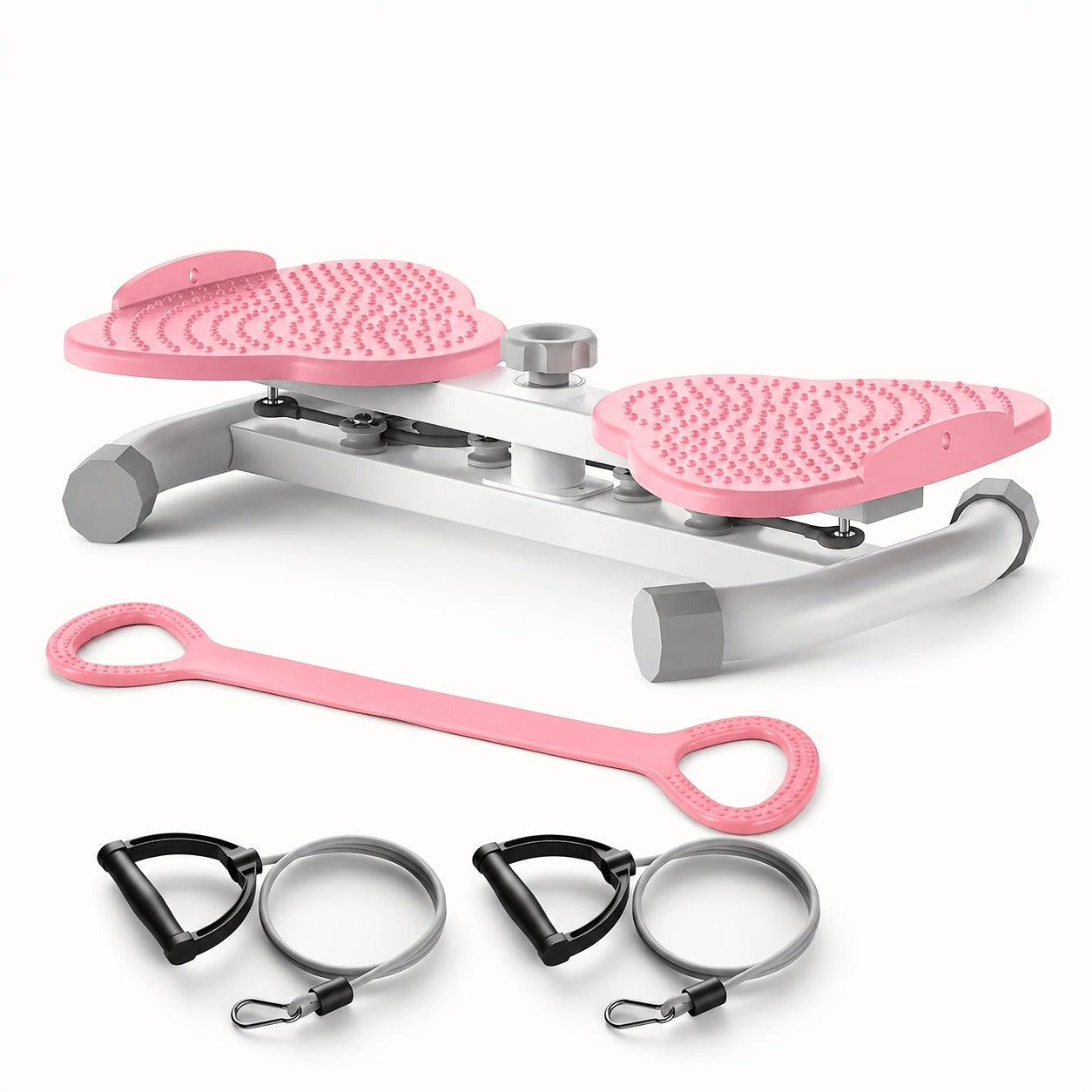 Fitness Equipment Waist Twist Stepper with Resistance Tubes, 360-Degree Pedal Motion and Three Options