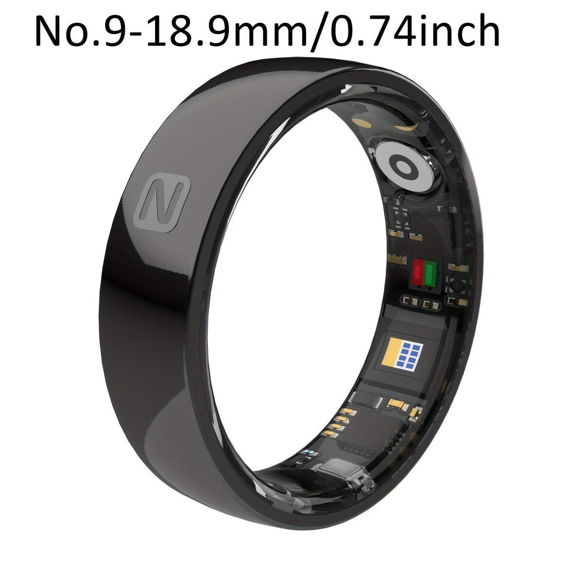 N-Style Smart Ring with Screenless Sensor Design, Charging Case, Black, Pink or White Finish and Sizes 7–13