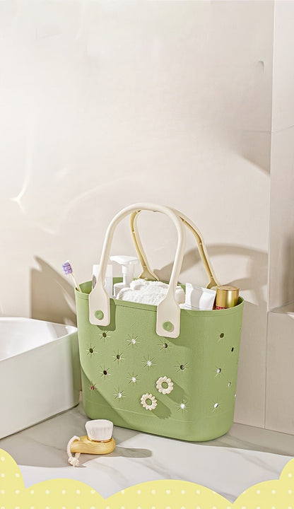 Portable Drain Storage Basket with Plastic Frame and Soft Bottom in Three Color Options for Home or Travel