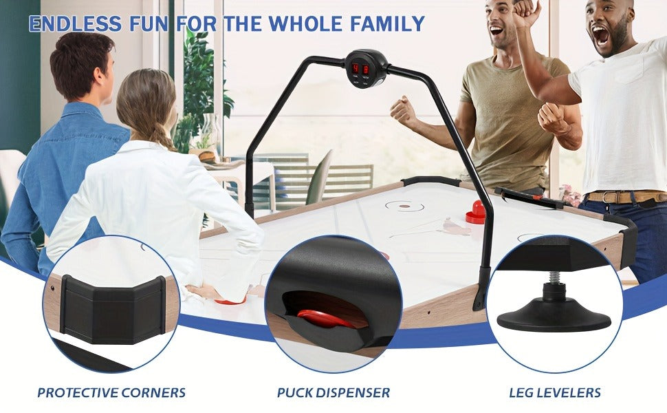 54-Inch Air Hockey Table with LED Scorer, Two Pucks and Two Pushers for Family Game Room Play