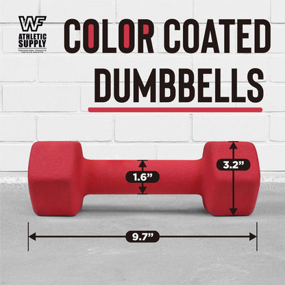 Neoprene Dumbbells Pair with Non-Slip Hex Shape – Color-Coded Hand Weights for Women & Men, Strength Training, Home Gym & Aerobics – 2LB to 15LB Available in Yellow, Green, Red, Blue & Gray