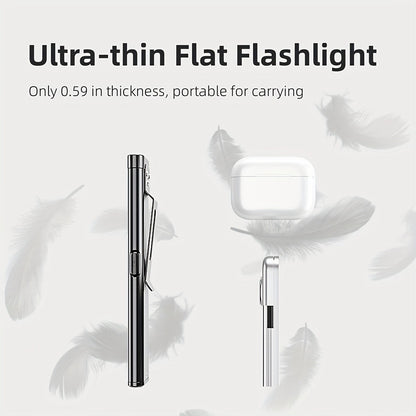 Flashlight Ultra-Thin Pocket 2-Pack Set with Six Lighting Modes, Main Beam and COB Side Panel