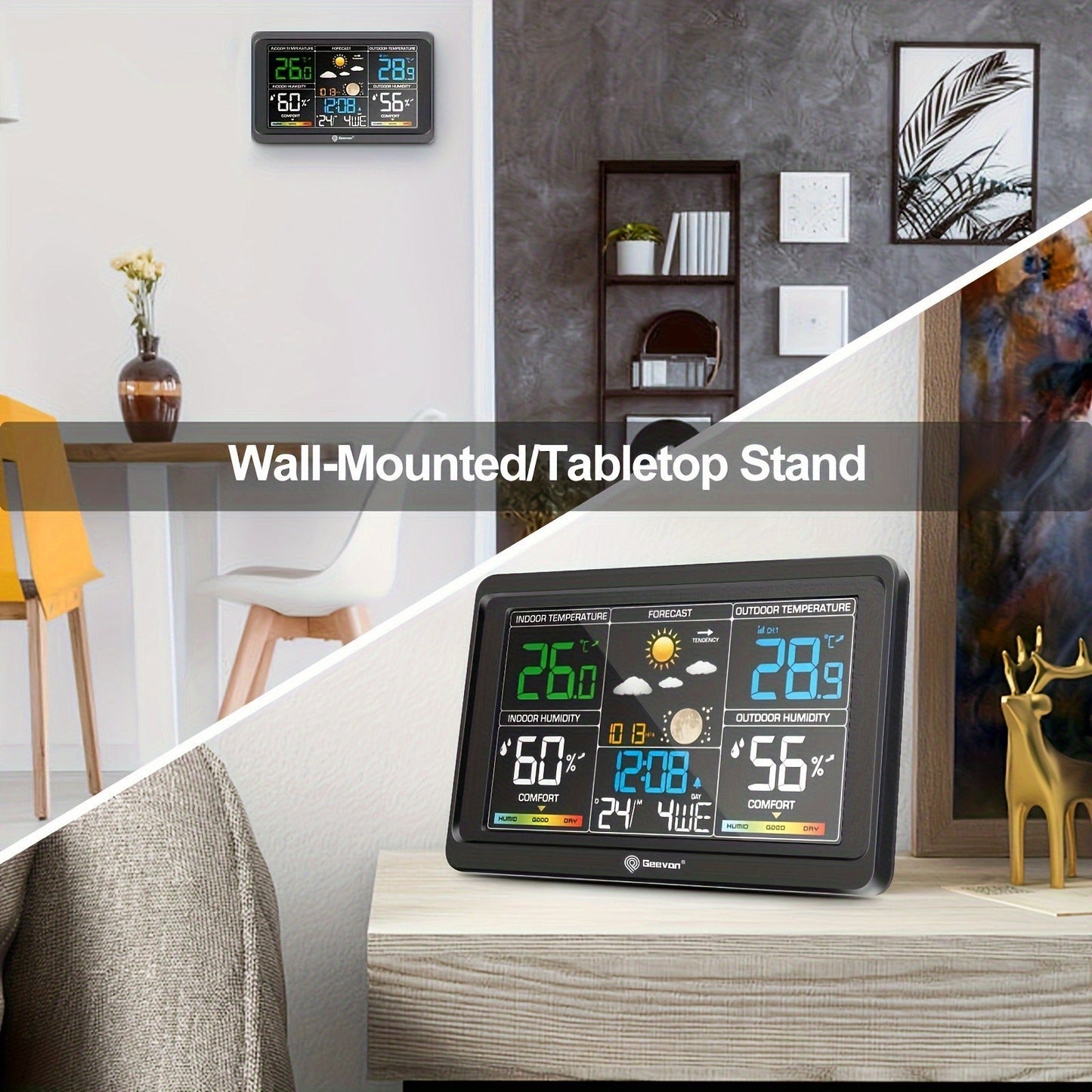Wireless Indoor and Outdoor Weather Station with Color LCD, Remote Sensor, Barometer and Moon Phase