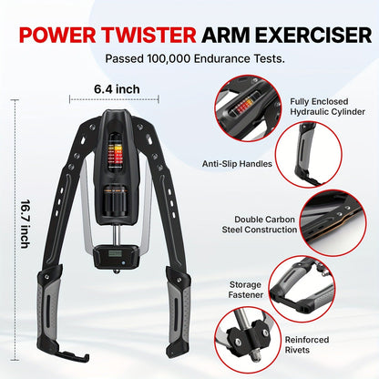 Fitness Equipment Hydraulic Chest Expander with Adjustable 10-200 kg Resistance and Digital Rep Counter