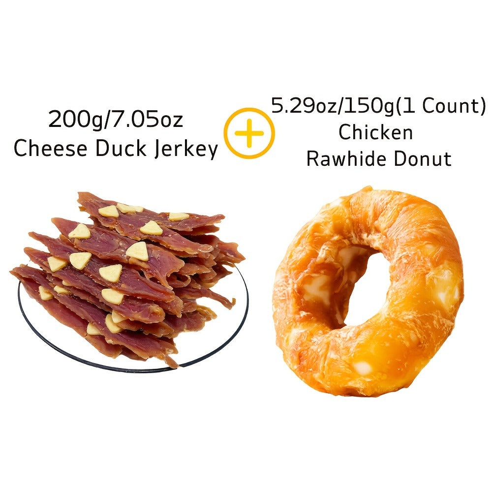 Dog Treats Sesame or Cheese Duck Jerky with Chicken, Milk Jerky or Sandwich Stick Dual Packs