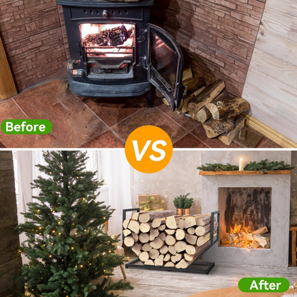2.58-Foot Firewood Rack with Raised Metal Frame, Open Ends and Four Adjustable Leveling Feet