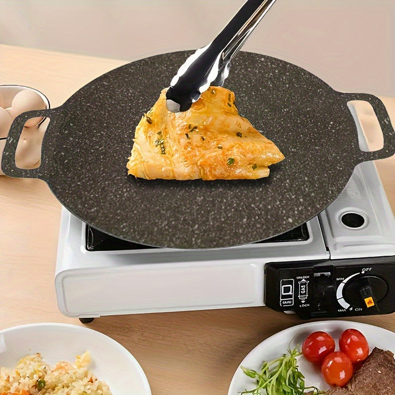 Korean BBQ Grill Pan Cast Iron 3-Piece Set – Non-Stick Portable Fry Pan for Indoor & Outdoor Use | Even Heat, Induction & Gas Compatible | 14.17", 13" & 11.81" for Steak, Pancakes & Camping