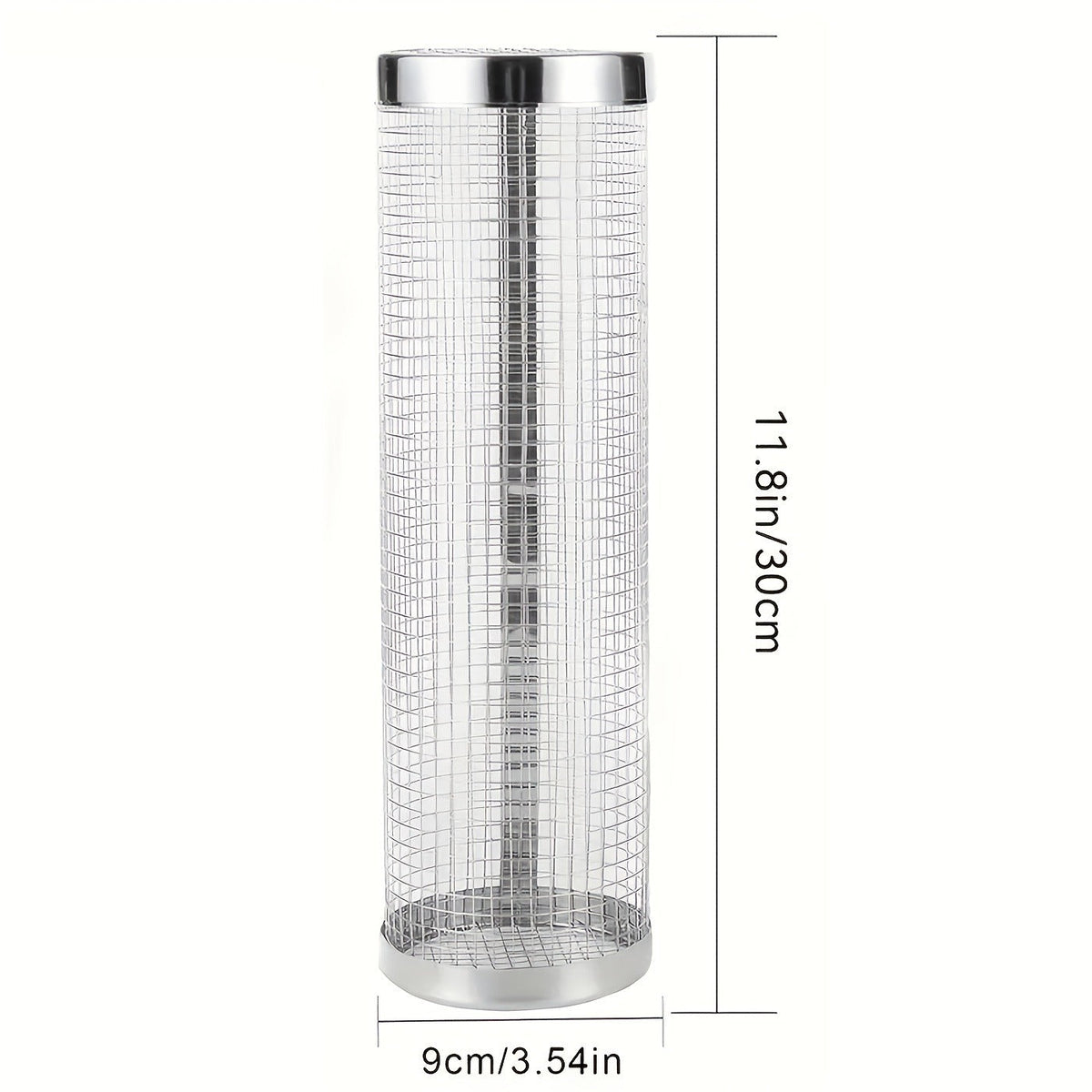 Rolling Grill Basket Stainless Steel 2-Pack, Cylinder BBQ Basket with Hook & Fork for Vegetables