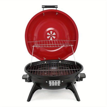 Electric BBQ Grill 1600W Indoor Outdoor Tabletop Grill with Lid Stainless Steel Heating Tube Chrome Grate Cool-Touch Handle
