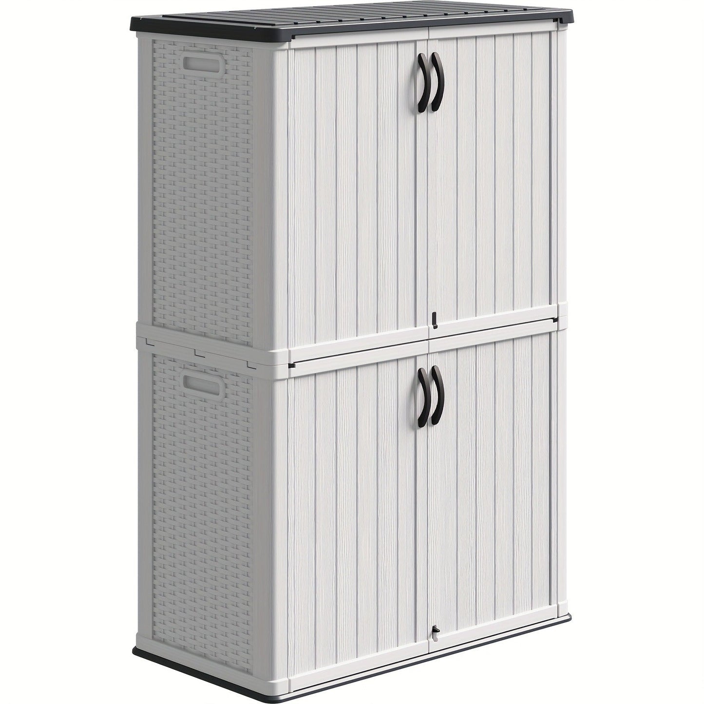 Resin Outdoor Storage Cabinet and Shelf Options in White or Beige with 4 x 2 Ft Shed Sizes