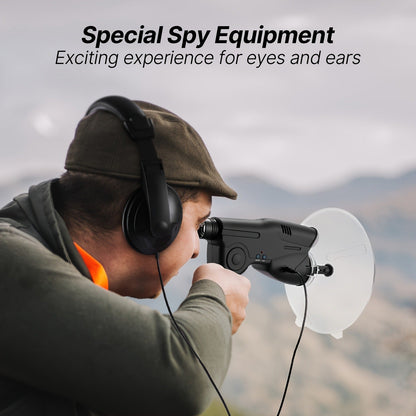 Bionic Ear Sound Amplifier with 8x Monocular Telescope, Long-Range Digital Audio Listening Device with Headphones for Bird Watching Nature Observation Outdoor Surveillance, Compact Lightweight Spy Ear