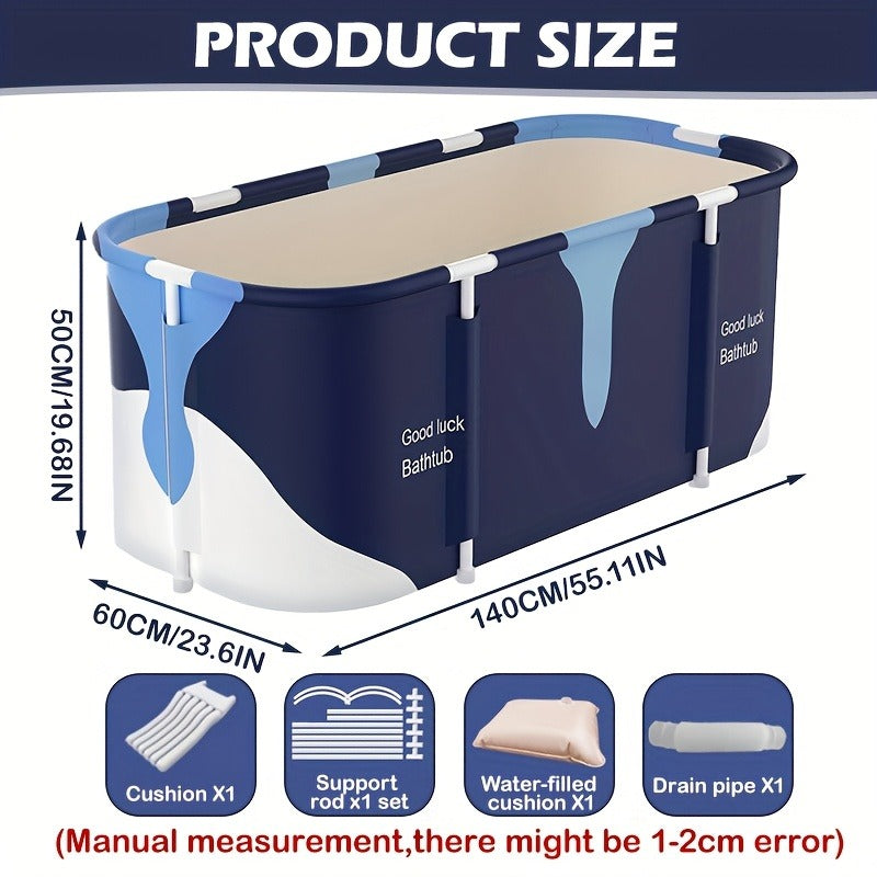 Foldable Bathtub for Adults Portable Inflatable Spa Tub with Massage Jets Indoor Outdoor Ice Bath Cold Plunge Tub with Drain Plug Quick-Fill Valve
