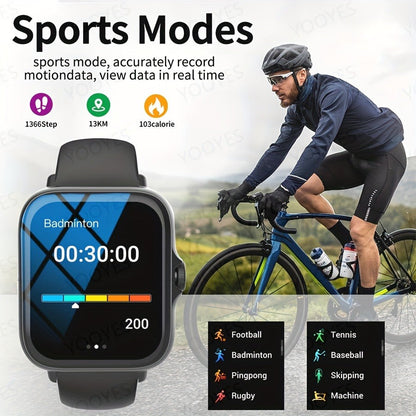 Smart Watch Square Display with Wireless Calling, 100+ Sport Modes and Black or Silver Band Options