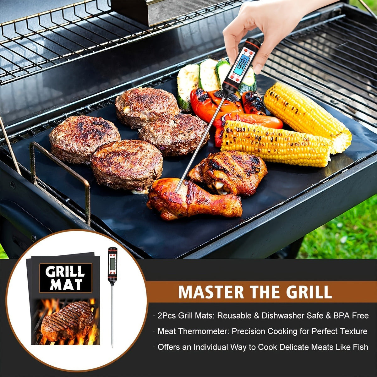 Thirty-Six-Piece BBQ Grill Tool Kit with Carry Case, Two Grill Mats, Heat Glove and Cooking Utensils