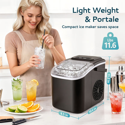 Countertop Bullet Ice Maker with 26-29 lb Daily Labels, 8 Cubes per 6 Minutes and Three Colors