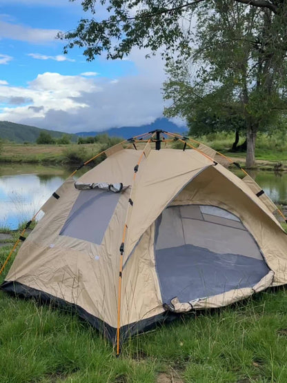 Camping Tent Pop-Up with Dual Doors, Optional Mesh Windows and 1-3 or 3-4 Person Source Options