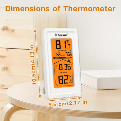 Indoor Outdoor Thermometer Hygrometer - Temperature Humidity Meter with Time Display, 48Hr History, Backlight & Ice Warning