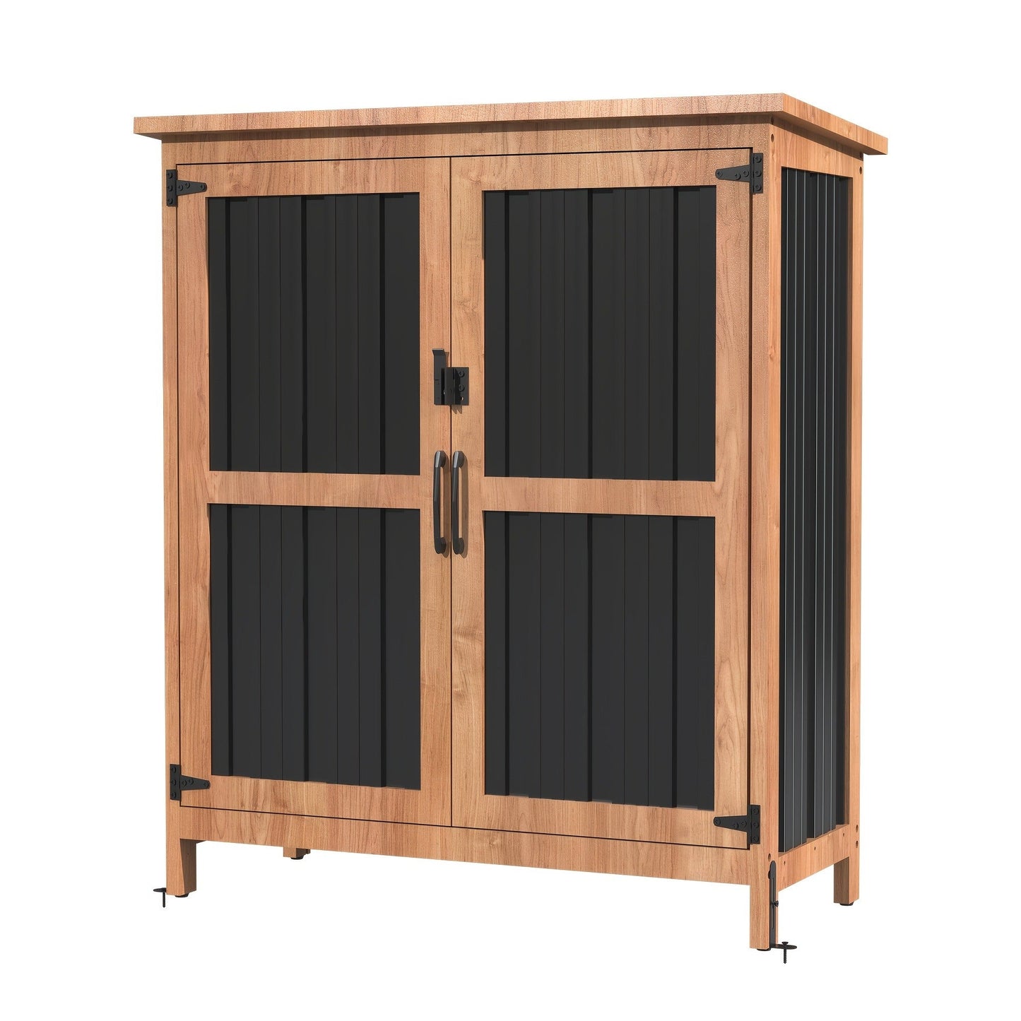 Metal Outdoor Storage Cabinets with Shelf-Equipped Tall or Low Models and 3 x 2 x 4.6 Ft Shed Option