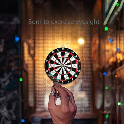 17-Inch Double-Sided Flocked Dartboard Set with Six Practice Darts, Six Gold-Color Darts and Alloy Edge Frame