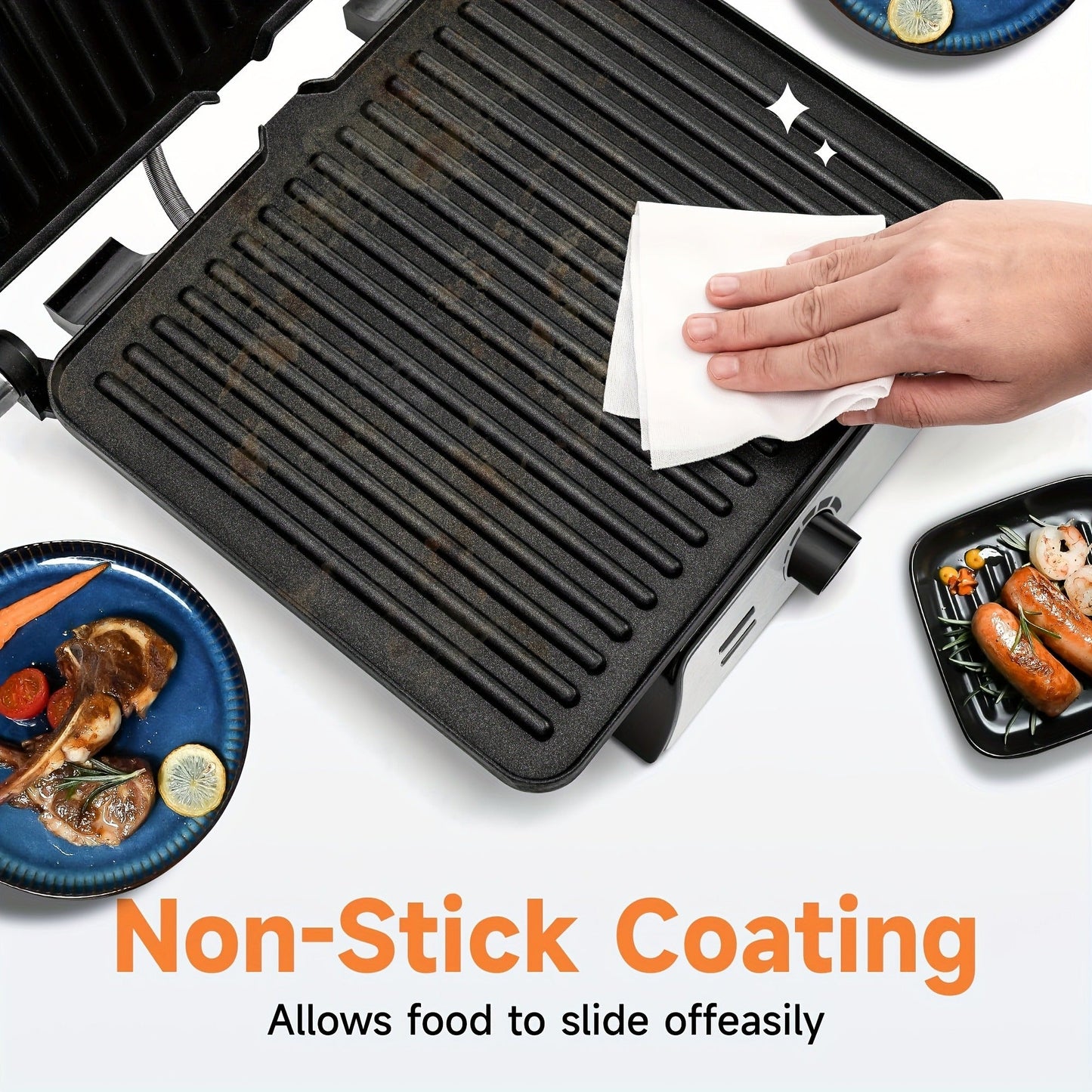 Sandwich Maker 3-in-1 Mini Indoor Grill & Panini Press – Non-Stick 180° Opening, Floating Hinge, 60-Min Timer, Temp Control & Grease Tray | Compact Electric Grill for Home & Dorm