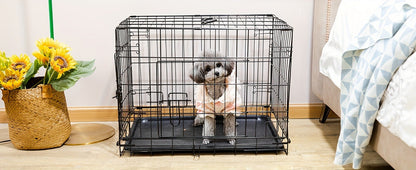 Folding Wire Dog Crate with Divider, Pull-Out Tray, Two Doors and Five Sizes from 24.41 to 48.4 Inches