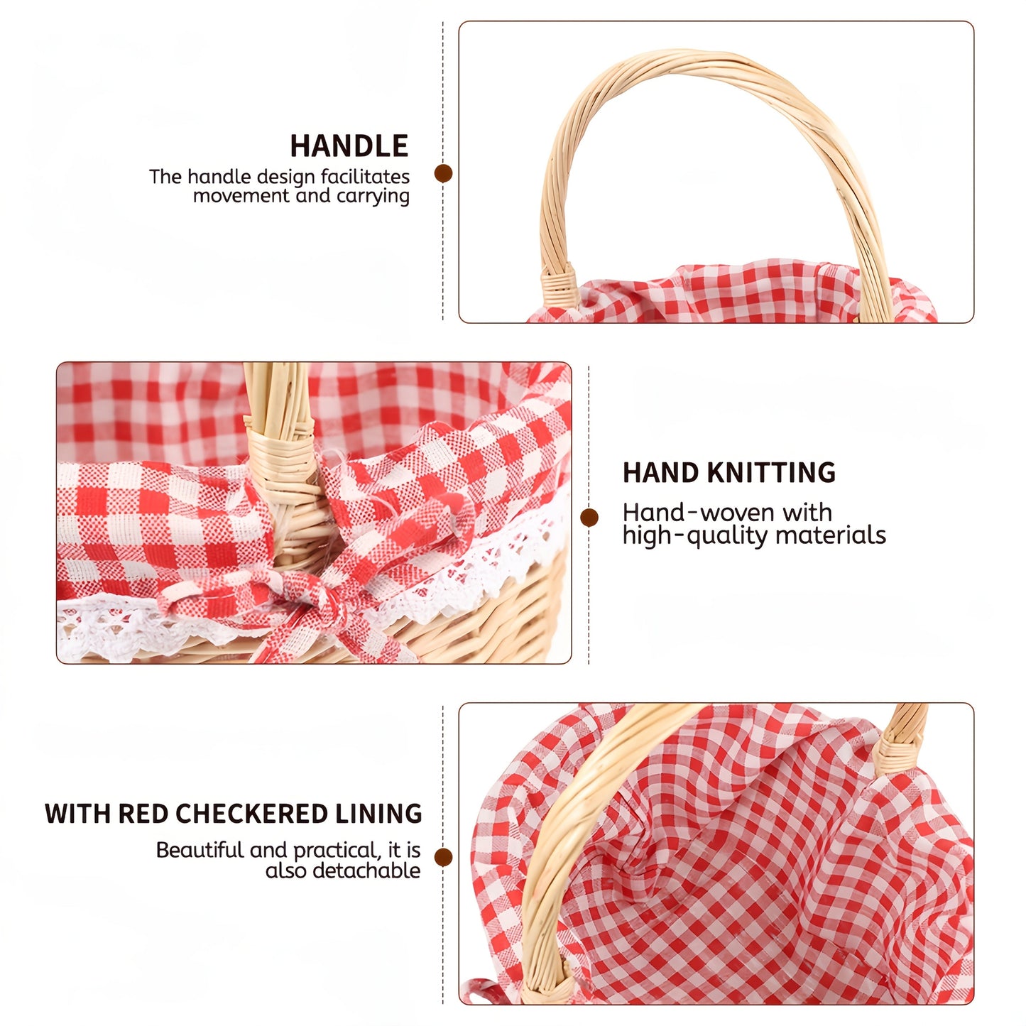 Picnic Basket Wicker | Retro Handheld Basket Camping Photo Gift Party
