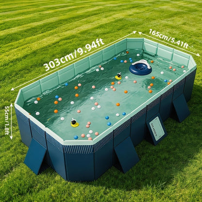 Large Rectangular Frame Pool – Non-Inflatable Backyard Swimming Pool with Drain
