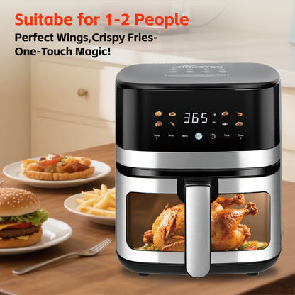 5.8Qt Air Fryer with Touchscreen Control Panel, Viewing Window, Eight Presets and 20 Paper Liners