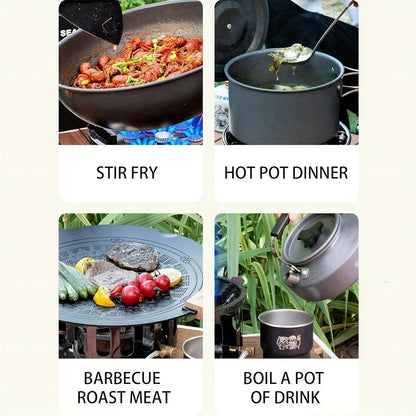 Windproof Camp Stove 21000W Collapsible | Seven Star Camping Gas Stove with Piezo Igniter & Fuel Canister Adapter | Butane Isobutane Propane | For Hiking Backpacking Picnic