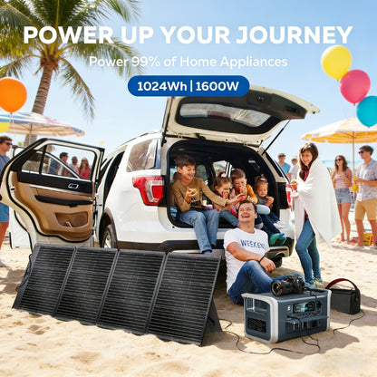 Portable Power Station 1024Wh LiFePO4 Solar Generator - UPS Backup Battery with AC 110V, DC, USB