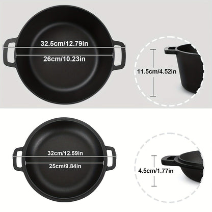 Pre-Seasoned-Labeled Cast Iron Dutch Oven with Reversible Skillet Lid, Trivet, Handle Covers and Scraper