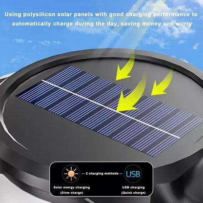 Flashlight Solar and USB Rechargeable Handheld Searchlight with Side Lights in 1, 2 or 4 Packs