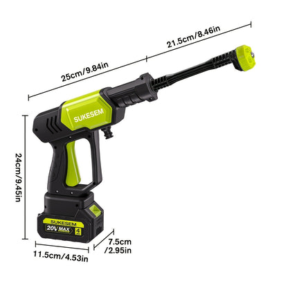 Cordless Pressure Washer Battery Powered Portable Car Wash Gun High Pressure Cleaner for Cars Yards Gardens Patios Driveways with Rechargeable Battery & Accessories