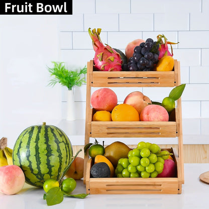 Slatted Countertop Produce Organizer in Two- or Three-Tier Checkout Options with Angled Open-Front Trays