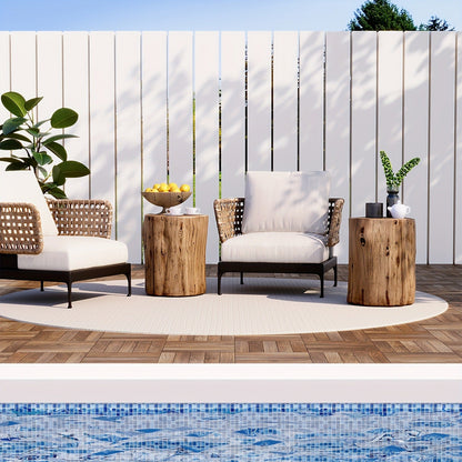 Outdoor Side Table Faux Wood Tree-Stump Design in Magnesia with 220-Pound Source Capacity and Brown Finish