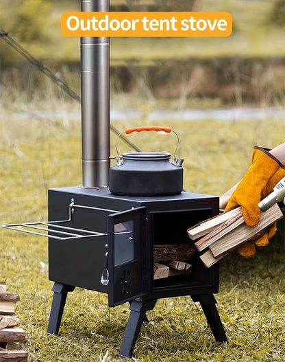 Portable Stainless Steel Wood Burning Camp Stove, Foldable Backpacking Rocket Stove for Outdoor Camping, Hiking & Survival