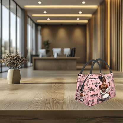 Insulated Lunch Bag with Wine-Tasting Pattern and 10.6 x 6.3 x 6.7 Inch Checkout Size for Daily Carry